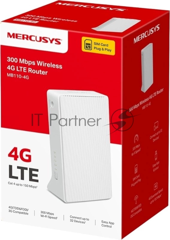 Роутер Wi-Fi Mercusys MB110-4G N300 с поддержкой 4G LTE