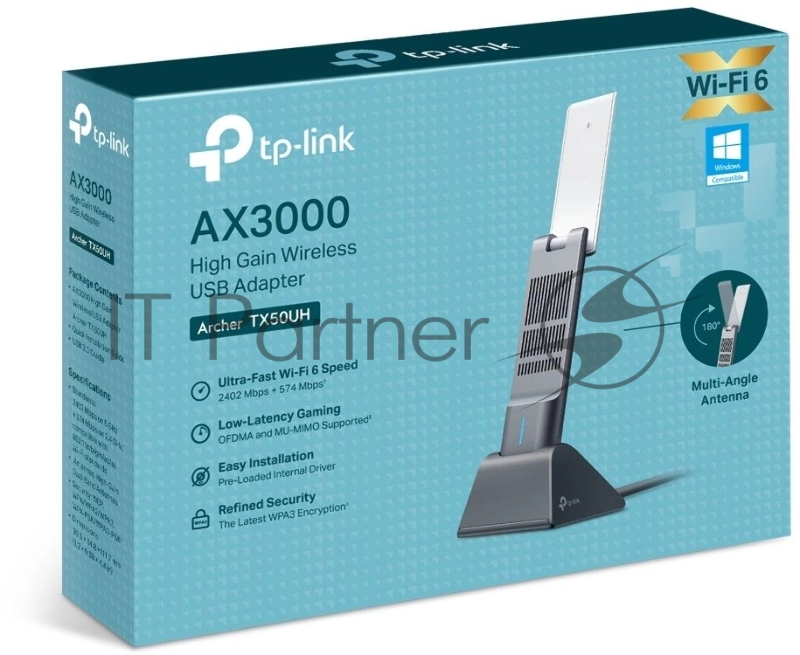 Двухдиапазонный USB-адаптер высокого усиления TP-Link Archer TX50UH с поддержкой Wi-Fi AX3000