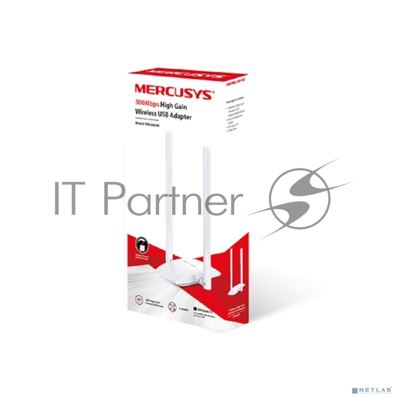Сетевой адаптер WiFi Mercusys MW300UH USB 2.0 (ант.внеш.несъем.) 2ант.
