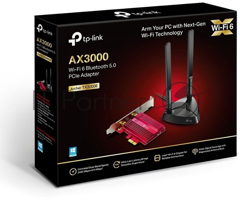 Адаптер TP-Link Wi-Fi 11AX 3000Mbps dual-band PCI-E adapter, two external Antennas