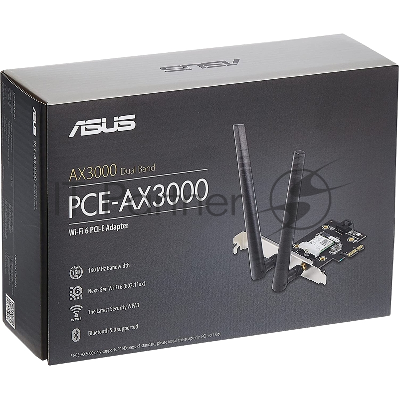 Адаптер ASUS PCE-AX3000 // WI-FI 802.11ax, 2402 + 574Mbpsб PCI-E Adapter, 2 антенны 90IG0610-MO0R10