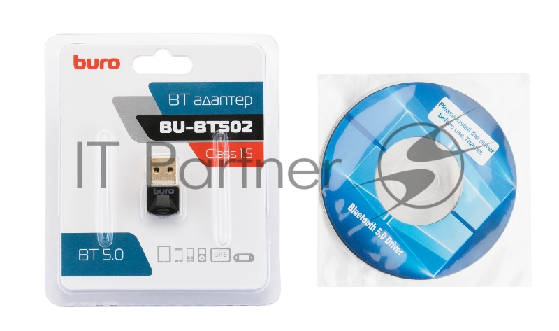 Адаптер USB Buro BU-BT502 Bluetooth 5.0+EDR class 1.5 20м черный