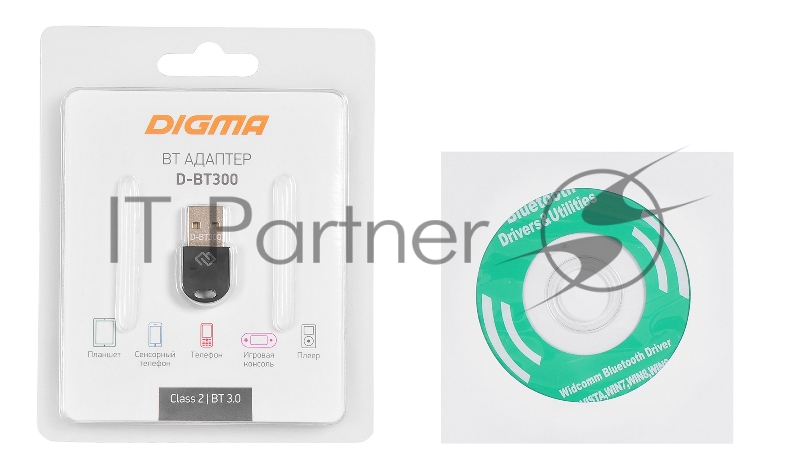 Адаптер USB Digma D-BT300 Bluetooth 3.0+EDR class 2 10м черный