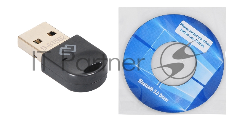 Адаптер USB Digma D-BT502 Bluetooth 5.0+EDR class 1.5 20м черный