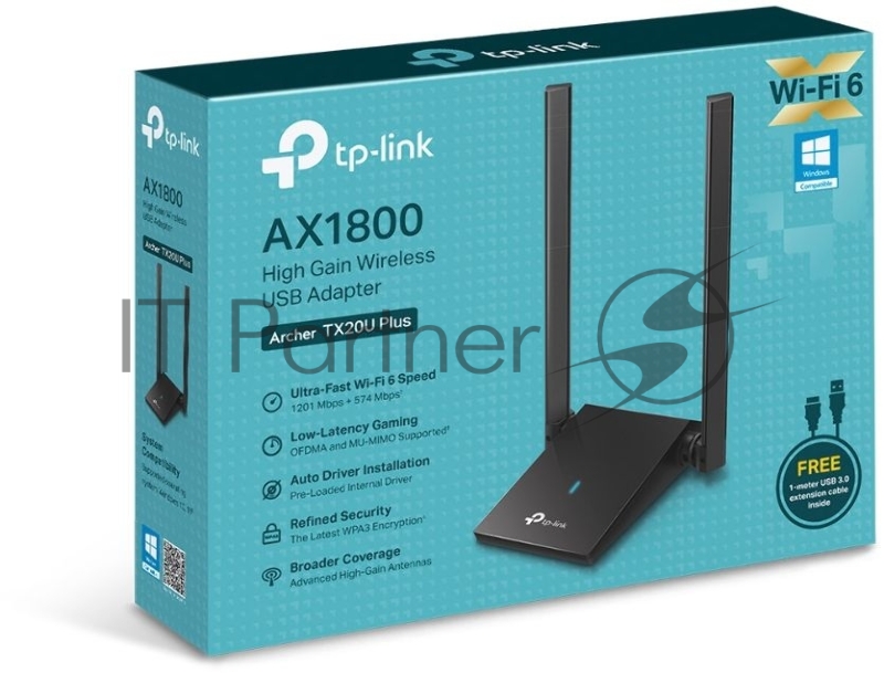 Двухдиапазонный Wi-Fi 6 USB-адаптер TP-Link Archer TX20U Plus AX1800 высокого усиления