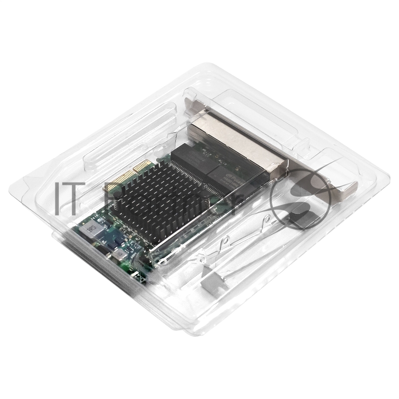 Сетевой адаптер ExeGate EXE-BCM5719 (PCI-E x4 v2.0, порты 4xRJ45, 10/100/1000Mbps, Gigabit Chipset Broadcom BCM5719)