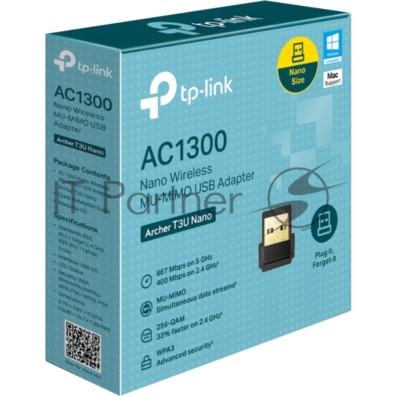 Ультракомпактный Wi-Fi USB-адаптер TP-Link Archer T3U Nano AC1300 с поддержкой MU-MIMO