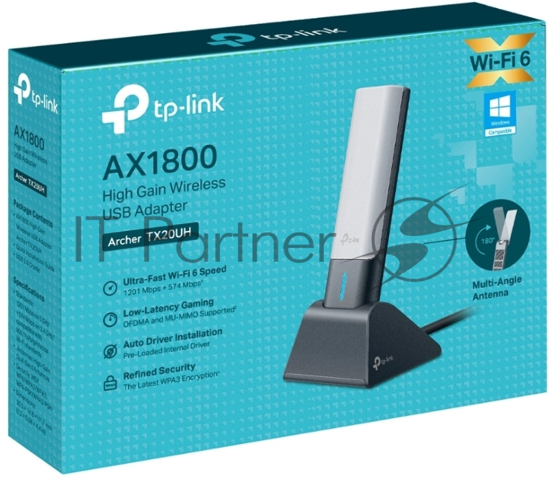 Двухдиапазонный USB-адаптер высокого усиления TP-Link Archer TX20UH с поддержкой Wi-Fi AX1800