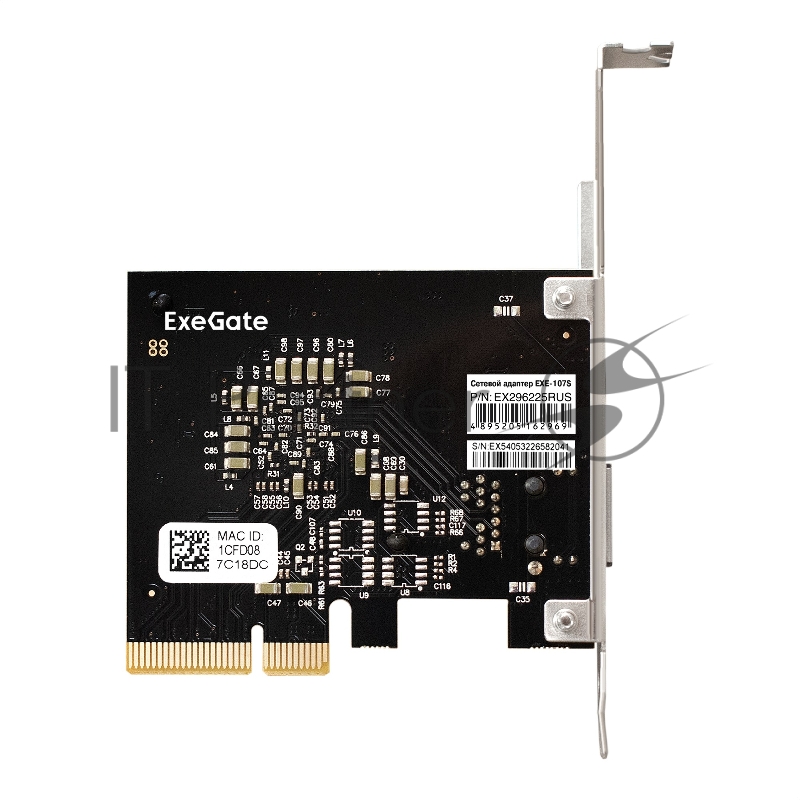 Сетевой адаптер ExeGate EXE-107S (PCI-E x4 v3.0, 1xRJ45, UTP 100Mbps/1000Mbps/2.5Gbps/10Gbps Marvell AQC107S)