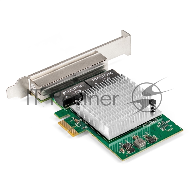 Сетевой адаптер ExeGate EXE-564 (PCI-E x1 v2.0, 4xRJ45, UTP 10/100/1000Mbps, Realtek Chipset RTL8111H+ASM1184e)