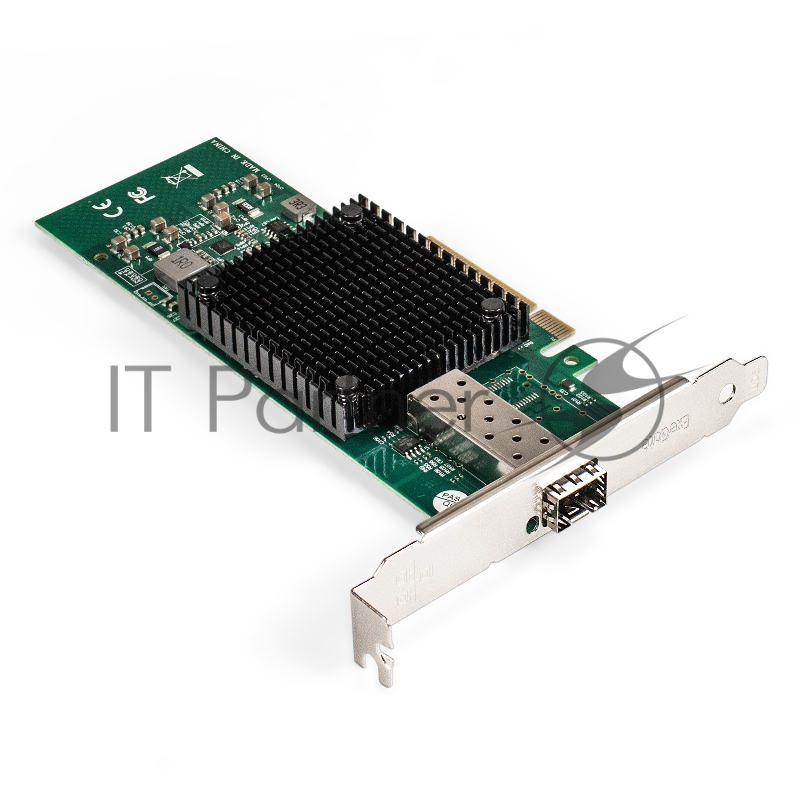 Сетевой адаптер ExeGate EXE-X520-DA1 (PCI-E x8 v3.0, порты 1xSFP+ 10Gb/s (10/5/2.5/1Gb/s, 100Mb/s), Server NIC Intel Chipset JL82599EN)