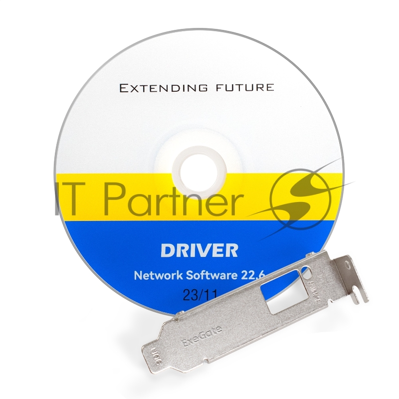 Сетевой адаптер ExeGate EXE-X520-DA1 (PCI-E x8 v3.0, порты 1xSFP+ 10Gb/s (10/5/2.5/1Gb/s, 100Mb/s), Server NIC Intel Chipset JL82599EN)