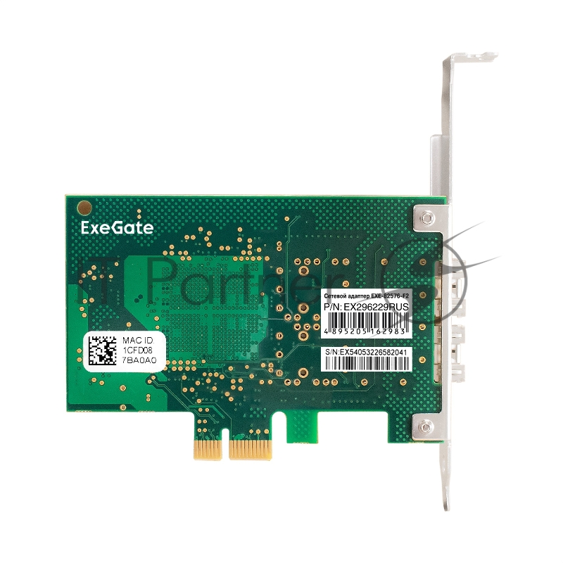 Сетевой адаптер ExeGate EXE-82576-F2 (PCI-E x1 v2.0, порты 2xSFP, 10/100/1000Mbps, Gigabit Server NIC Intel Chipset 82576-F2)