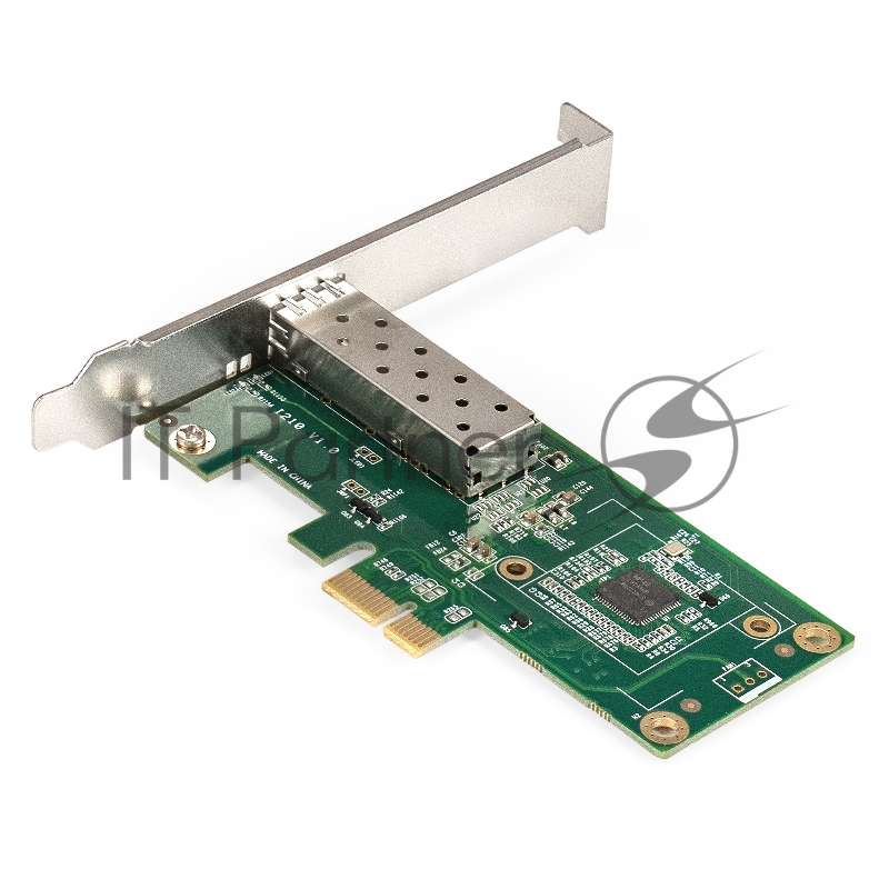 Сетевой адаптер ExeGate EXE-i210-F1 (PCI-E x1 v2.0, порт 1xSFP (медный), 10/100/1000Mbps, Gigabit Server NIC Intel Chipset I210-F1)