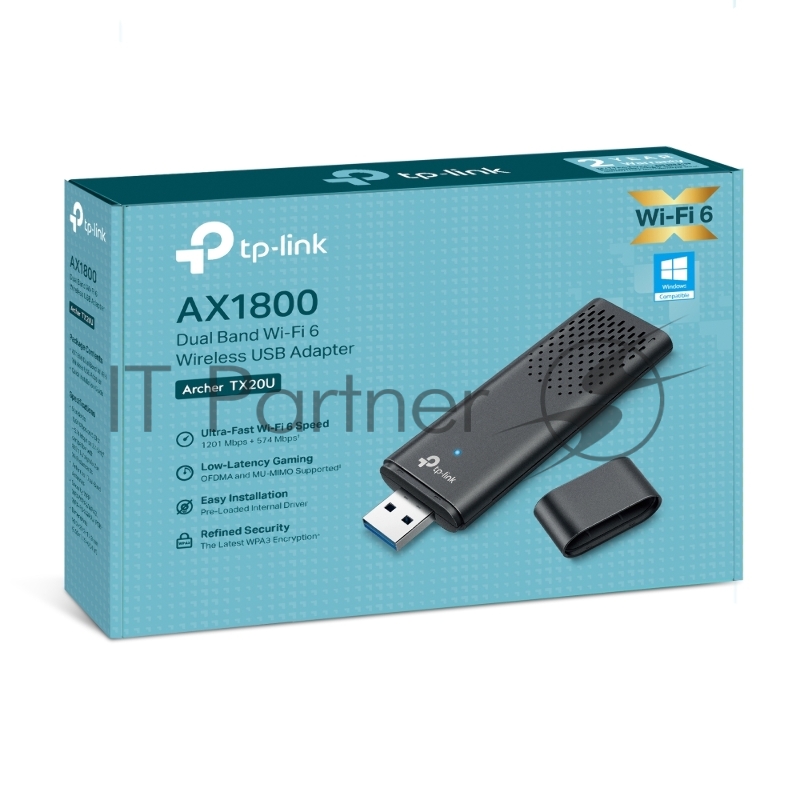 Двухдиапазонный USB-адаптер TP-Link Archer TX20U с поддержкой Wi-Fi AX1800