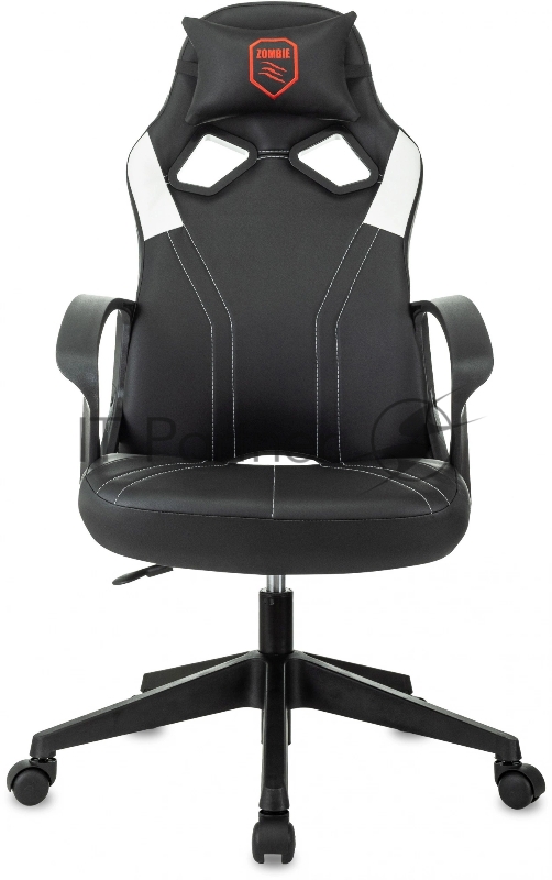 Кресло игровое Zombie 50 черный/белый эко.кожа крестов. пластик