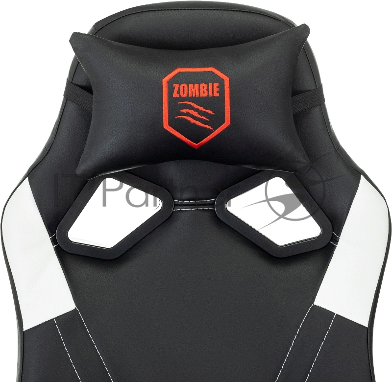 Кресло игровое Zombie 50 черный/белый эко.кожа крестов. пластик