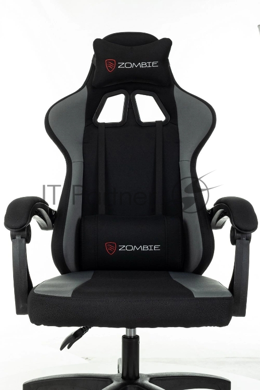 Кресло игровое Zombie Rudger черный/серый с подголов. крестов. пластик