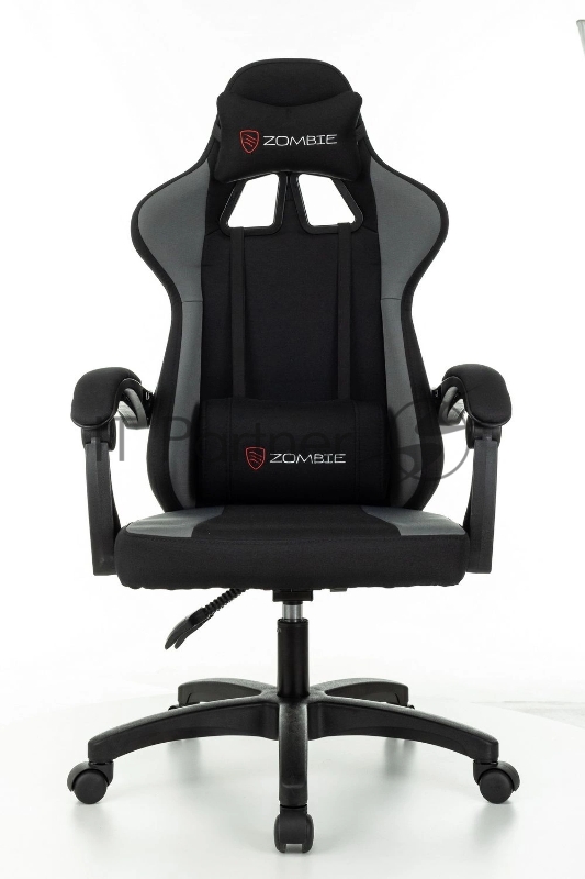 Кресло игровое Zombie Rudger черный/серый с подголов. крестов. пластик