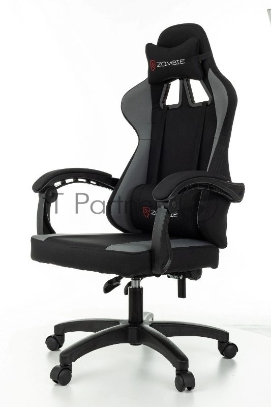 Кресло игровое Zombie Rudger черный/серый с подголов. крестов. пластик