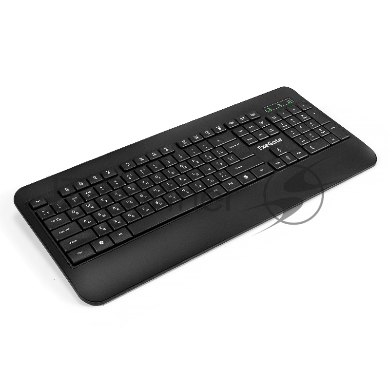 Клавиатура ExeGate Professional Standard LY-E5500M (USB, полноразмерная, влагозащищенная, 104кл., Enter большой, подставка под запястья, длина кабеля 1,35м, черная, Color Box)