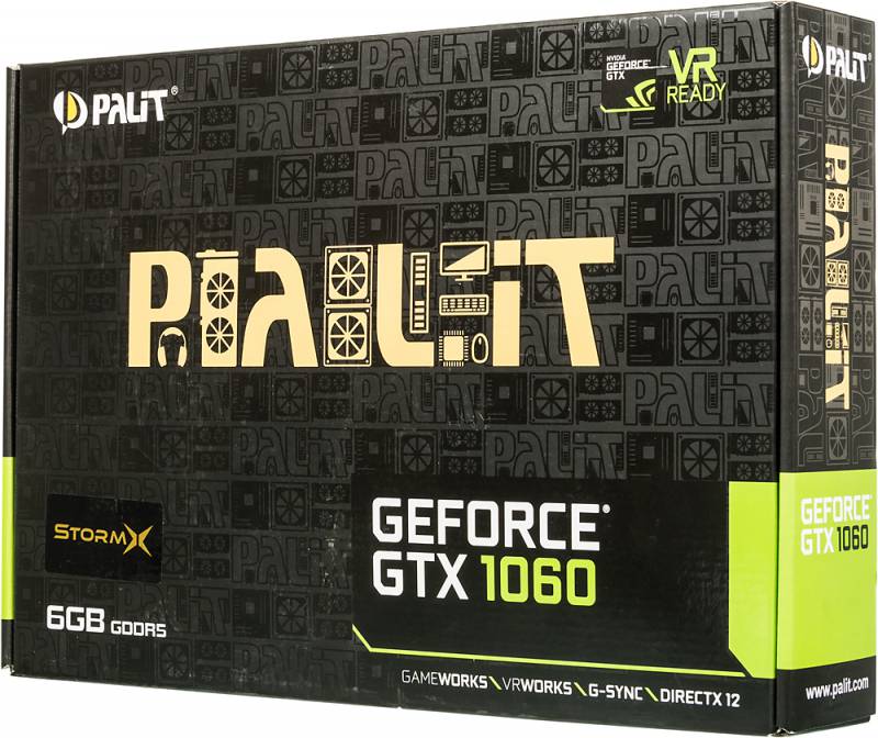Видеокарта Palit GeForce GTX 1060 StormX 6ГБ (GeForce GTX 1060, DDR5, DVI, HDMI, 3xDP) (PCI-E)
