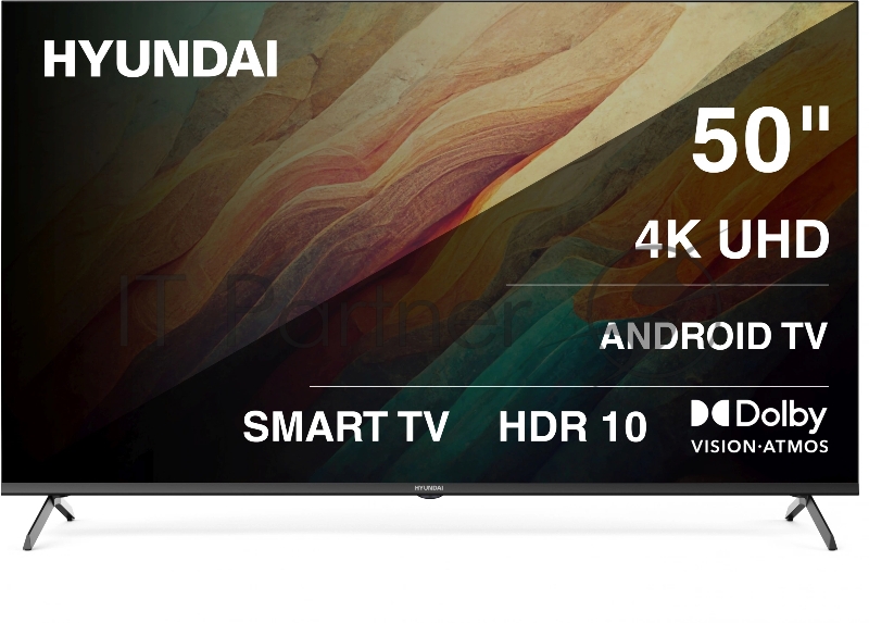 Телевизор LED Hyundai 50 H-LED50BU7009 Android TV Frameless черный 4K Ultra HD 60Hz MEMC DVB-T DVB-T2 DVB-C DVB-S DVB-S2 USB WiFi Smart TV