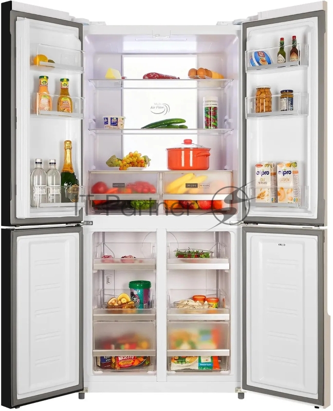 NORDFROST RFQ 510 NFGY inverter Холодильник бежевое стекло с полоской