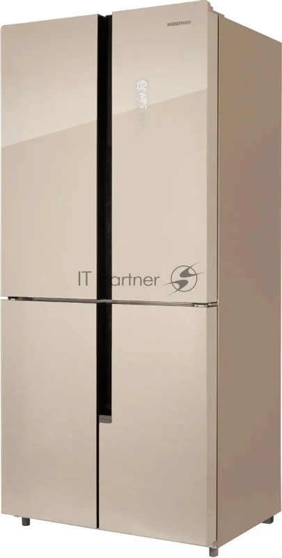 NORDFROST RFQ 510 NFGY inverter Холодильник бежевое стекло с полоской