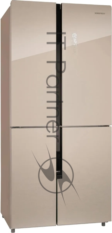 NORDFROST RFQ 510 NFGY inverter Холодильник бежевое стекло с полоской