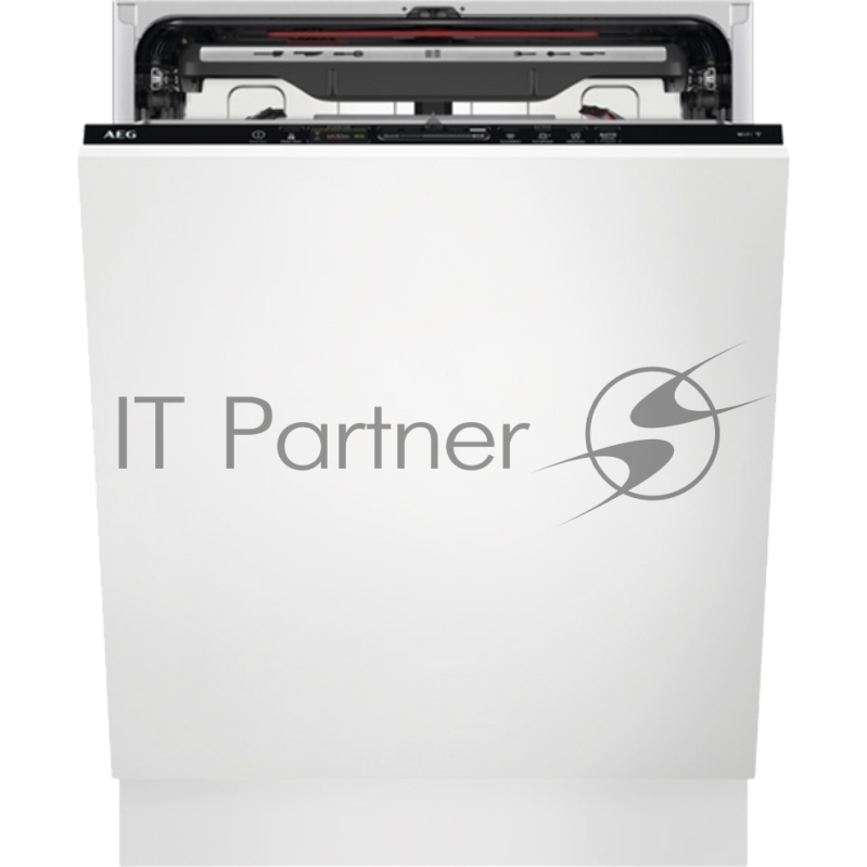 Встраиваемая посудомоечная машина AEG/ загрузка на 15 комплектов посуды, сенсорное управление, 7 программ, 59.6x55x82 см, черный цвет, сушка: с открыванием дверцы, индикация на полу: проекция дисплея