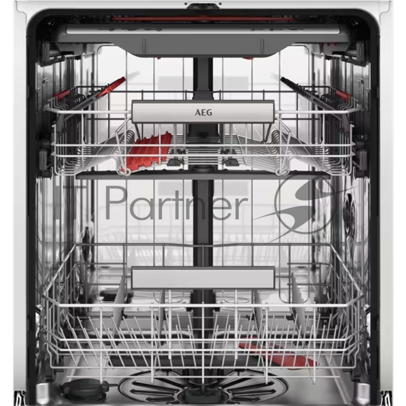 Встраиваемая посудомоечная машина AEG/ загрузка на 15 комплектов посуды, сенсорное управление, 7 программ, 59.6x55x82 см, черный цвет, сушка: с открыванием дверцы, индикация на полу: проекция дисплея