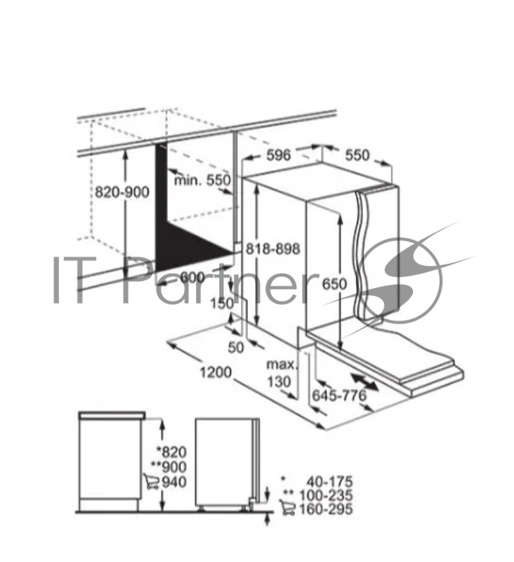 Встраиваемая посудомоечная машина ELECTROLUX/ Встраиваемая посудомоечная машина 60 см, загрузка на 13 комплектов посуды, сенсорное управление, 6 программ