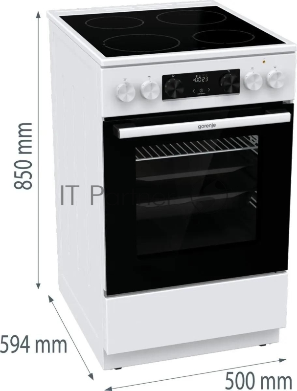 Плита Электрическая Gorenje GEC5C42WG белый стеклокерамика (без крышки)