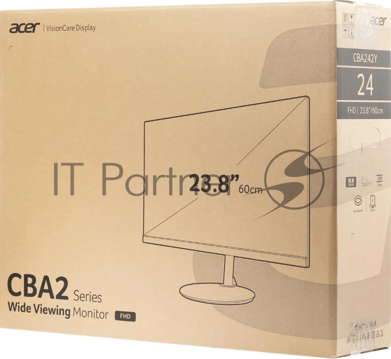 Монитор Acer 23.8 CBA242YHbmirx черный VA LED 1ms 16:9 HDMI M/M HAS Piv 250cd 178гр/178гр 1920x1080 100Hz FreeSync VGA DP FHD 4.3кг