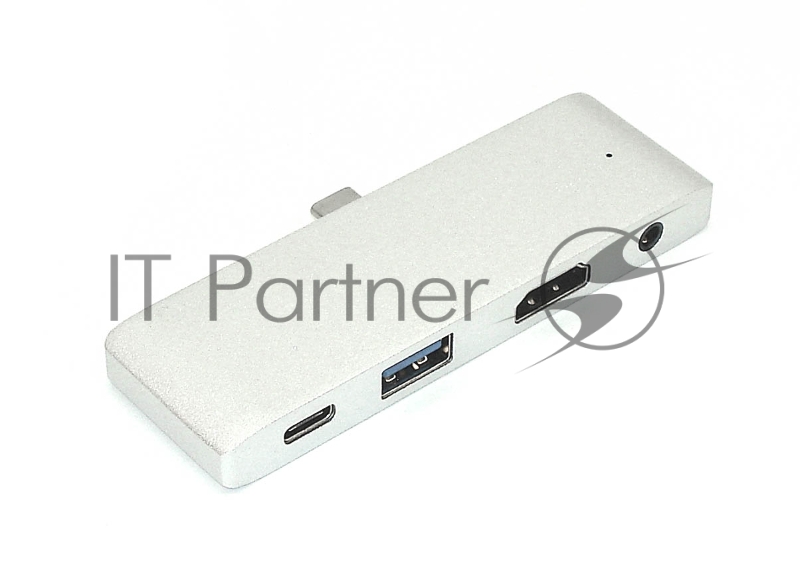 Адаптер Type C на HDMI, USB 3.0 + Audio 3,5 + Type C, серебро