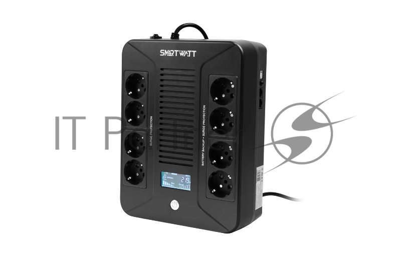 ИБП SMARTWATT UPS SAFE PRO LCD 600 Line-interactive 600VA/360W Brick (Euro x8, USB, RJ11/RJ45 protection, LCD, 275x210x9