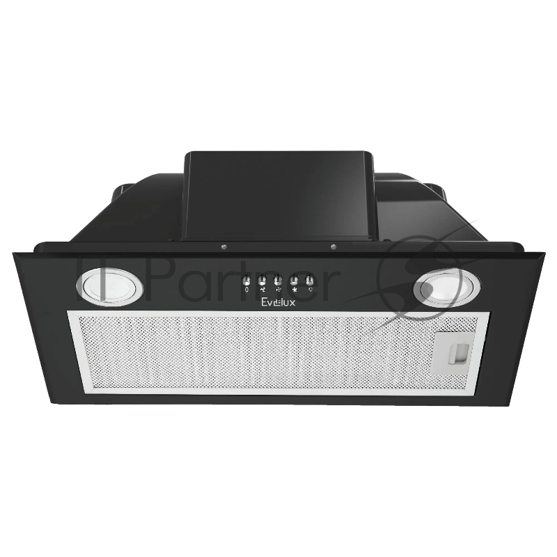 встраиваемая вытяжка, полновстраиваемая в шкаф, 60 см, отвод/циркуляция, механический контроль, 3 скорости работы, производительность 750 м3/ч, LED освещение, металл, черный, 525х291х197,5 мм