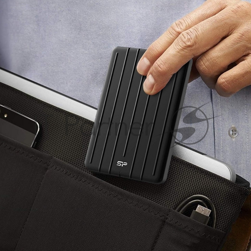 Накопитель External SSD Silicon Power 256Gb Bolt B75 Pro <SP256GBPSD75PSCK> (USB 3.1 Gen2 Type C, 520/450Mbs, противоударный MIL-STD 810G, 124х82х12mm, 75g) Black