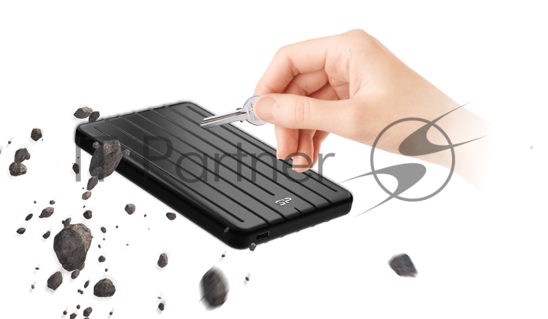 Накопитель External SSD Silicon Power 256Gb Bolt B75 Pro <SP256GBPSD75PSCK> (USB 3.1 Gen2 Type C, 520/450Mbs, противоударный MIL-STD 810G, 124х82х12mm, 75g) Black