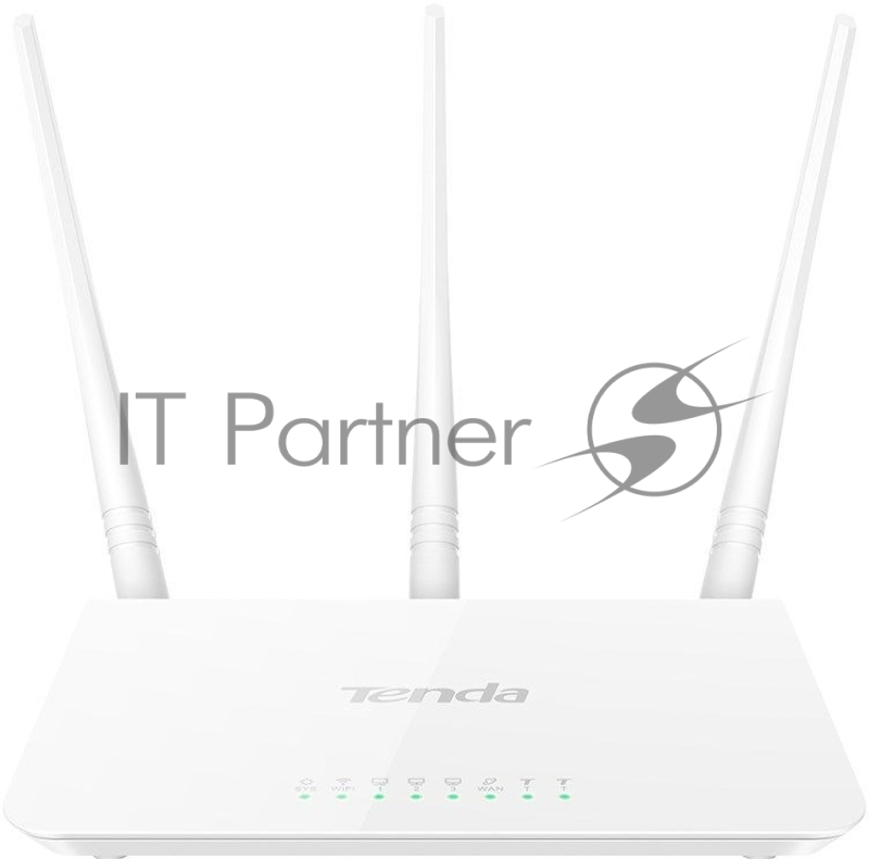 Сетевое оборудование TENDA F3 маршрутизатор 802.11n, до300Мбит/с, 2T2R, LAN: 3х10/100Мбит/с, WAN: 1х10/100Мбит/c, 3 внешние антенны 5дБи.