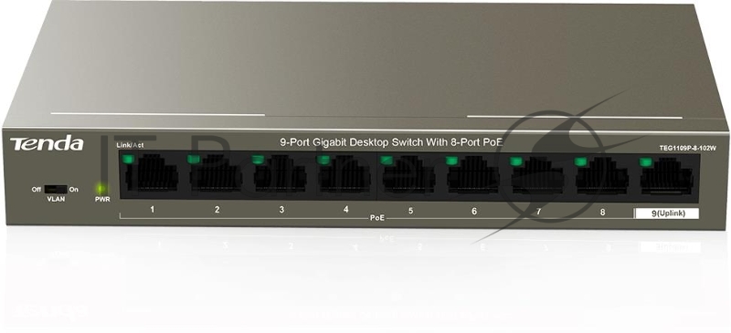 Коммутатор 9PORT 10/100/1000M POE TEG1109P-8-102W TENDA