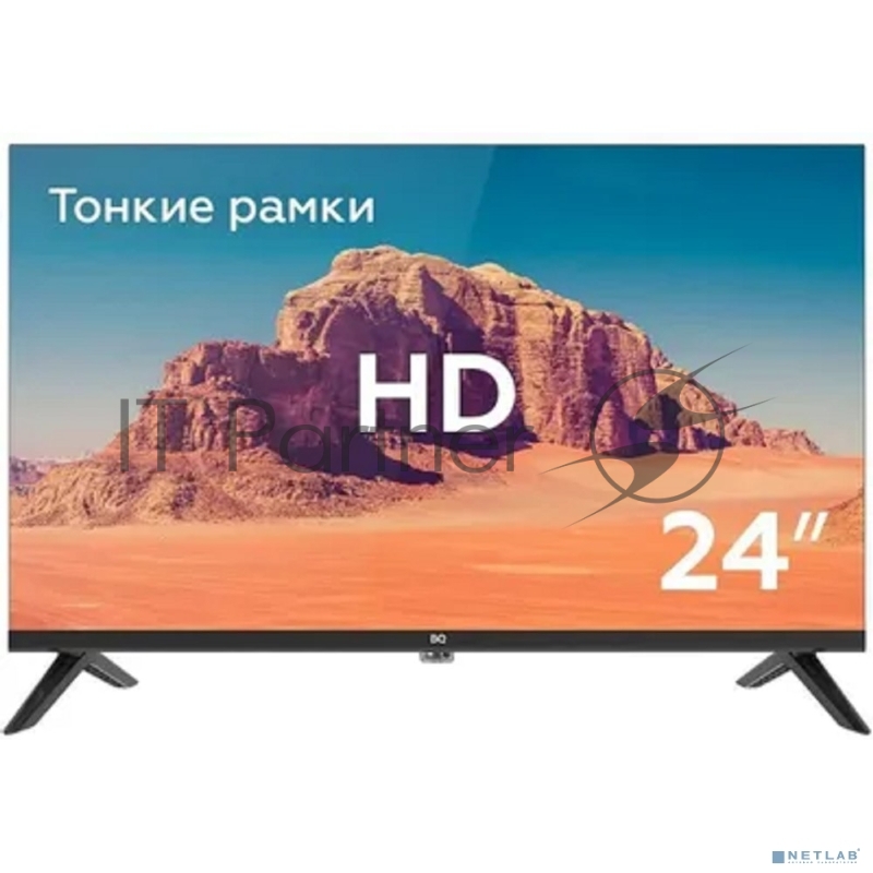 Телевизор BQ 24FS32B Black (РФ). 24(61 см), 1366х768, 180 cd/m2±10%, 3000:1, DVB-C/T/T2, 3 HDMI, 2 USB, звук 6 Вт, Smart TV, ОС Android 12 + BQ launcher, магазин приложений, стриминговые сервисы, тонкие рамки