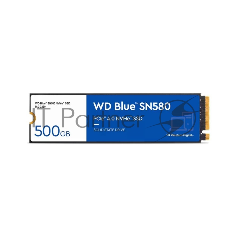 Твердотельный накопитель SSD Western Digital M.2 2280 500GB Blue SN580 WDS500G3B0E PCIe Gen4x4 with NVMe, 3D TLC NAND