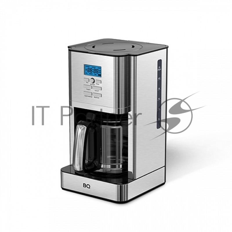 BQ CM1004 Steel-black. Капельная кофеварка BQ CM1004, Мощность 1000 Вт, Объем 1.8 л, Противокапельная система , Установка часов и настройка таймера, Регулировка крепости кофе, Предварительное смачивание, Функция автоподогрева, Многоразовый фильтр , L