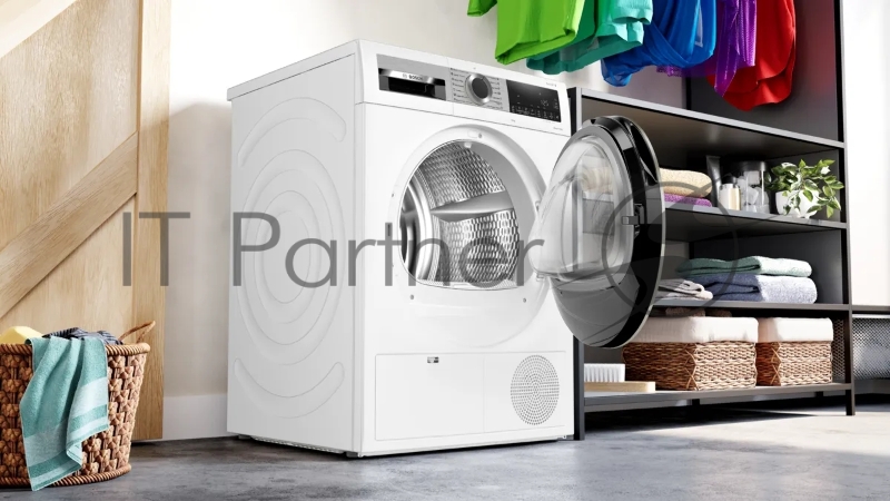 Serie 4, Сушильная машина с тепловым насосом, макс.загрузка - 9кг, Класс энергоэфф-ти: A++, LED-дисплей с текстовой информацией. Основные программы: Синтетика: Очень сухое, Сушка в шкаф, Сушка под утюг, Хлопок: Очень сухое, Сушка в шкаф, Сушка под ут