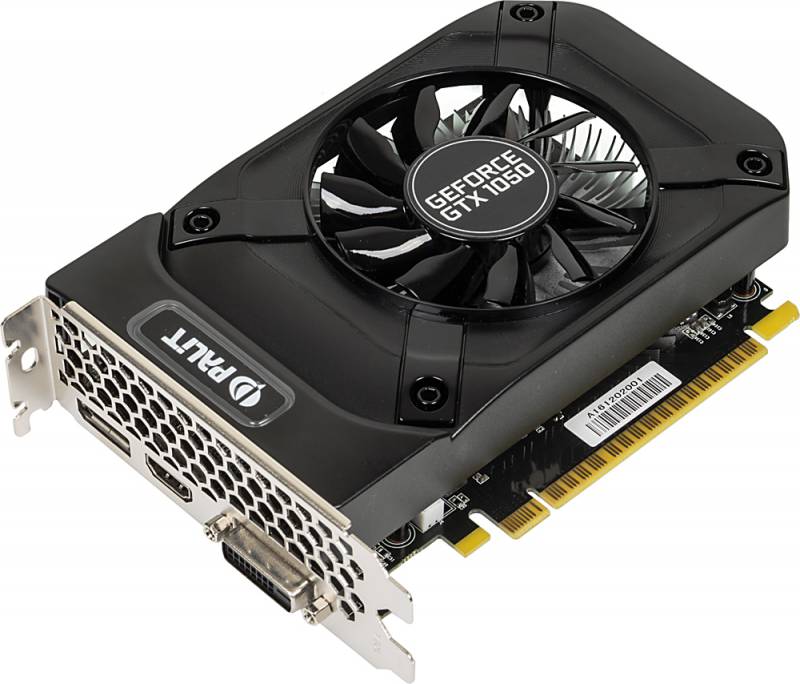 Видеокарта Palit GeForce GTX 1050 StormX 2ГБ (GeForce GTX 1050, DDR5, DVI, HDMI, DP) (PCI-E)