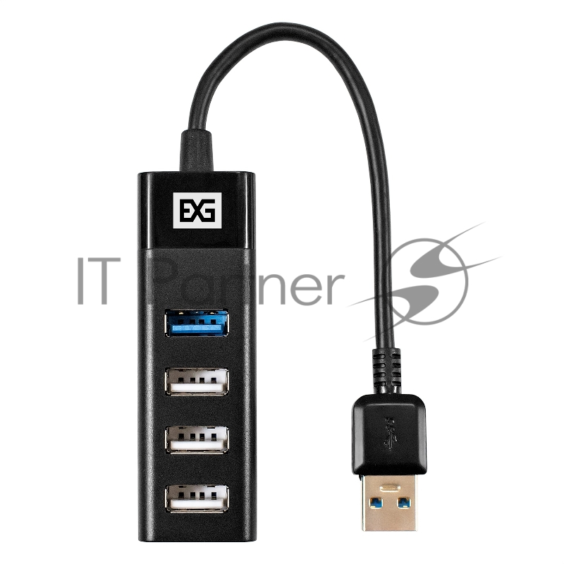 USB-Хаб (концентратор) 4-в-1 ExeGate DUB-3213 (кабель-адаптер USB2.0 --> 3xUSB2.0, 1xUSB3.0, Plug&Play, черный)