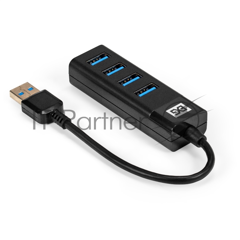 USB-Хаб (концентратор) 4-в-1 ExeGate DUB-4TP (кабель-адаптер USB3.0 --> 4xUSB3.0, Plug&Play, черный)