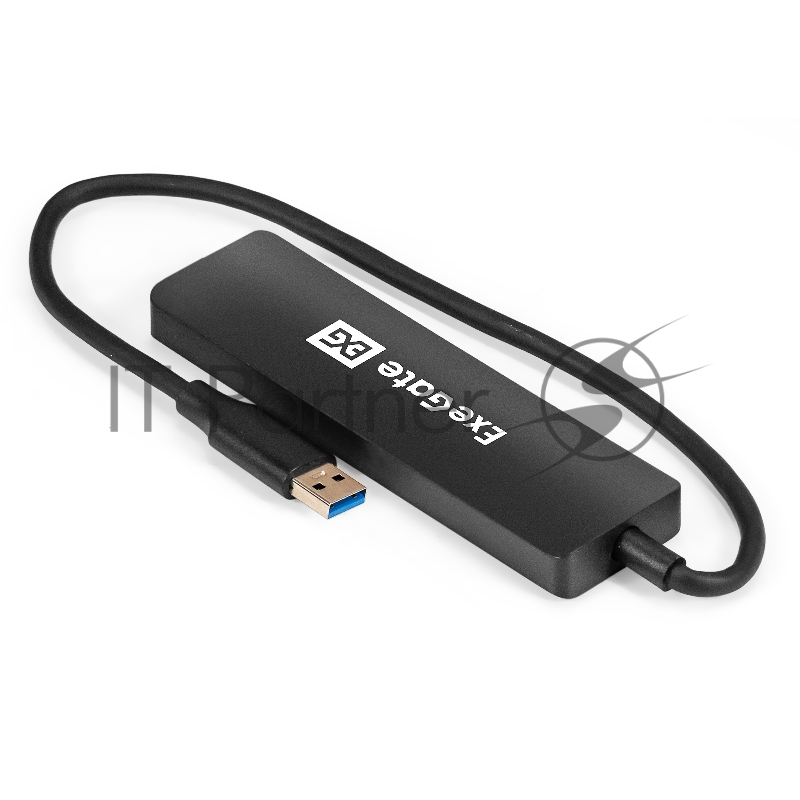 USB-Хаб (концентратор) 4-в-1 ExeGate DUB-4P/3 (кабель-адаптер USB3.0 --> 4xUSB3.0, Plug&Play, черный)